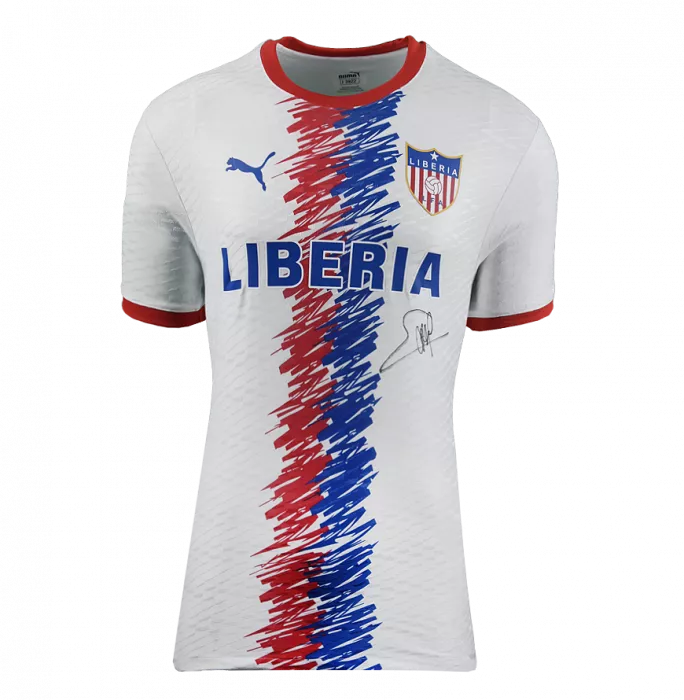 Icons George Weah Front Signed Liberia Home Shirt In Classic Frame