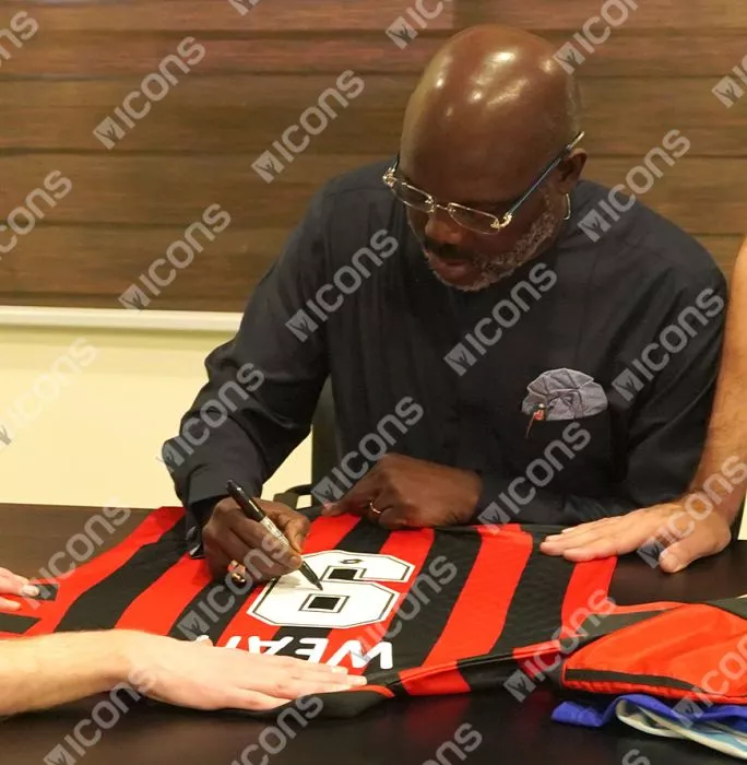 Icons George Weah Official AC Milan Back Signed AC Milan 1996 Home Shirt