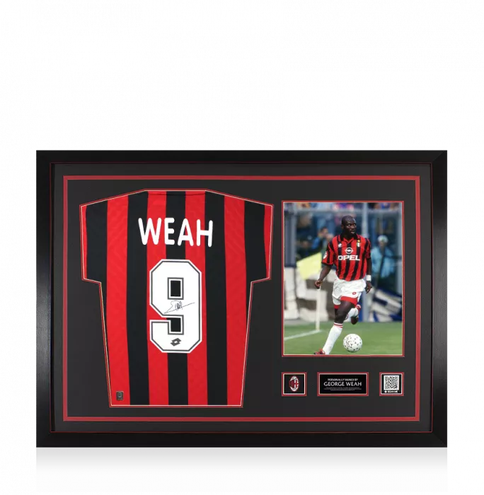 icons George Weah Official AC Milan Back Signed AC Milan 1996 Home Shirt