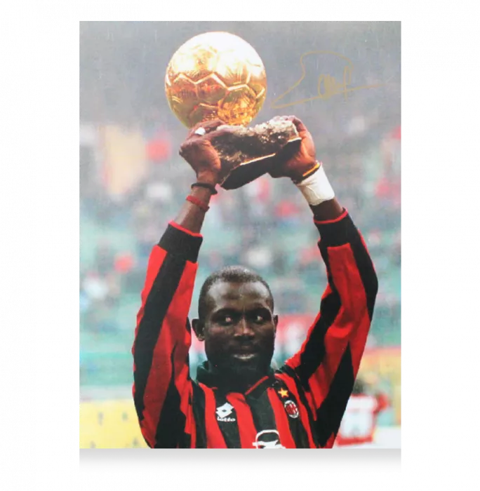 Icons George Weah Official Ballon D'Or™ Signed AC Milan Photo: 1995 Ballon D'Or Winner