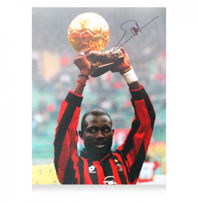 Icons George Weah Official Ballon D'Or™ Signed AC Milan Photo: 1995 Ballon D'Or Winner