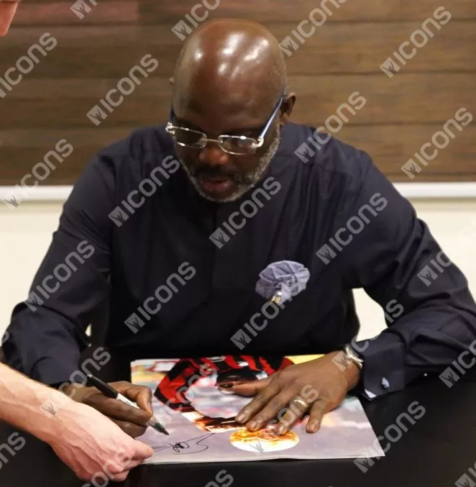 Icons George Weah Official Ballon D'Or™ Signed AC Milan Photo: 1995 Ballon D'Or Winner