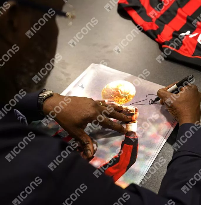 Icons George Weah Official Ballon D'Or™ Signed AC Milan Photo: 1995 Ballon D'Or Winner