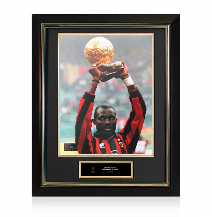icons George Weah Official Ballon d'Or™ Signed AC Milan Photo: 1995 Ballon d'Or Winner