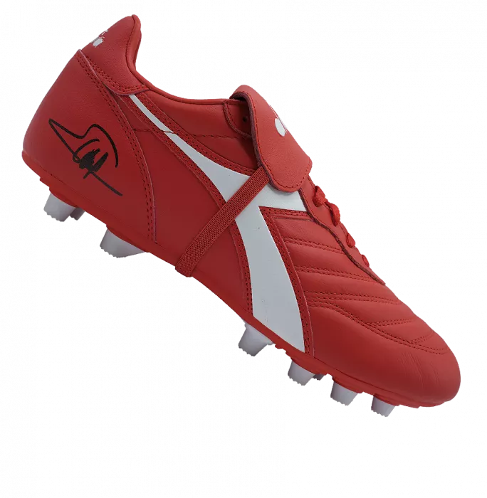 Icons George Weah Signed Diadora Brasil Classico Football Boot In Deluxe Packaging