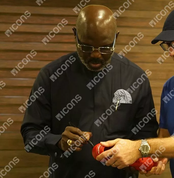 Icons George Weah Signed Diadora Brasil Classico Football Boot In Deluxe Packaging