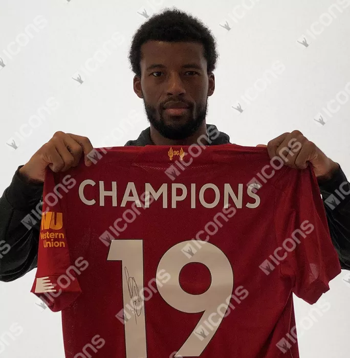 Icons Georginio Wijnaldum Back Signed Liverpool 2019-20 Home Shirt In Hero Frame: Premier League Champions Special Edition