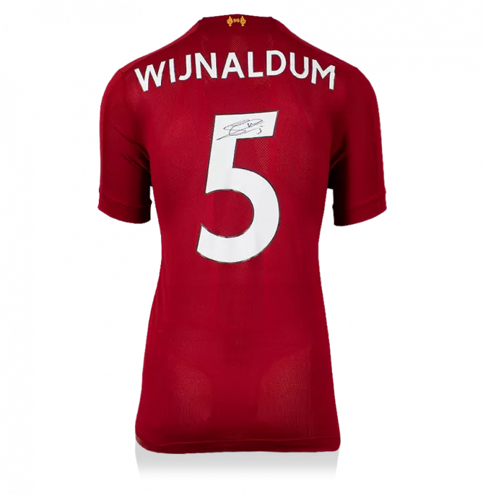 icons Georginio Wijnaldum Back Signed Liverpool 2019-20 Home Shirt With Fan Style Numbers