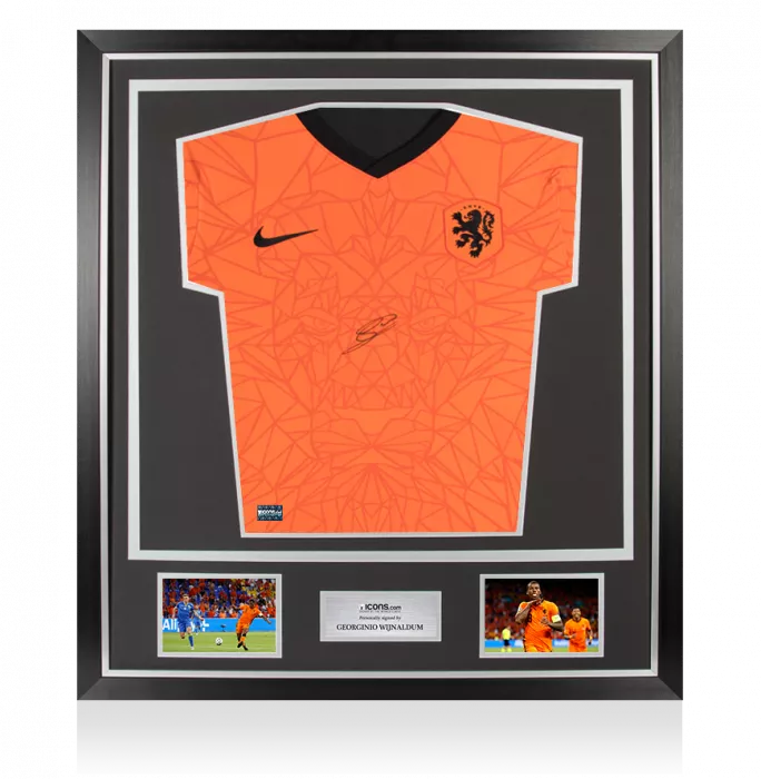 icons Georginio Wijnaldum Front Signed Netherlands 2020-21 Home Shirt In Classic Frame