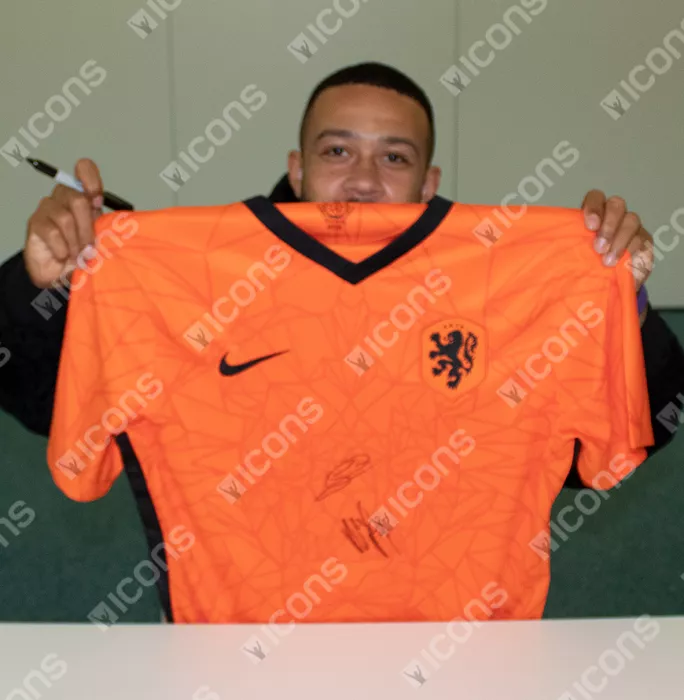Icons Georginio Wijnaldum & Memphis Depay Front Signed Netherlands 2020-21 Home Shirt