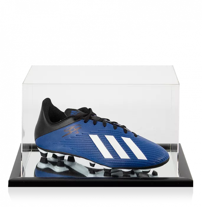 icons Georginio Wijnaldum Signed Blue and Black Adidas X Boot In Acrylic Case