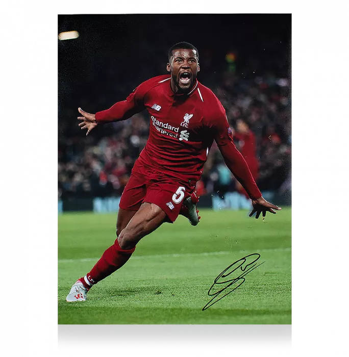 Icons Georginio Wijnaldum Signed Liverpool Photo: Goal Vs FC Barcelona