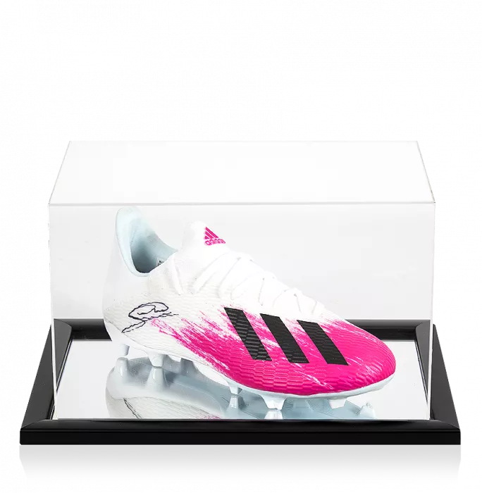icons Georginio Wijnaldum Signed White and Pink Adidas X Boot In Acrylic Case
