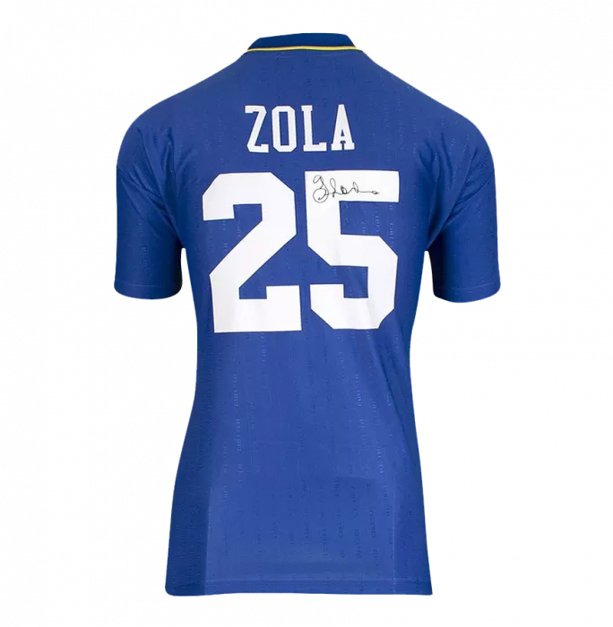 Icons Gianfranco Zola Back Signed Chelsea 1997-98 Home Shirt In Hero Frame: Option 1