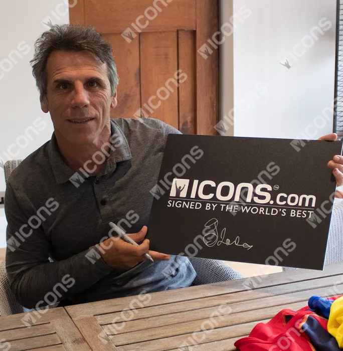 Icons Gianfranco Zola Back Signed Chelsea 1997-99 Home Shirt In Classic Frame