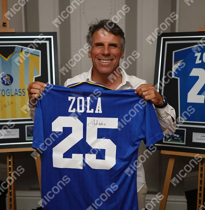 Icons Gianfranco Zola Back Signed Chelsea 1997 FA Cup Shirt In Classic Frame