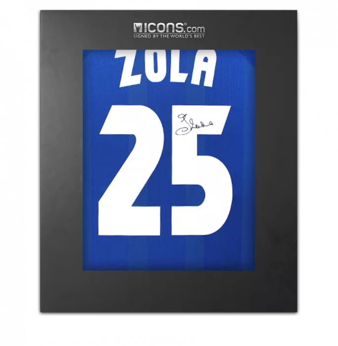 icons Gianfranco Zola Back Signed Chelsea 1998 European Cup Winners Cup Shirt In Deluxe Packaging