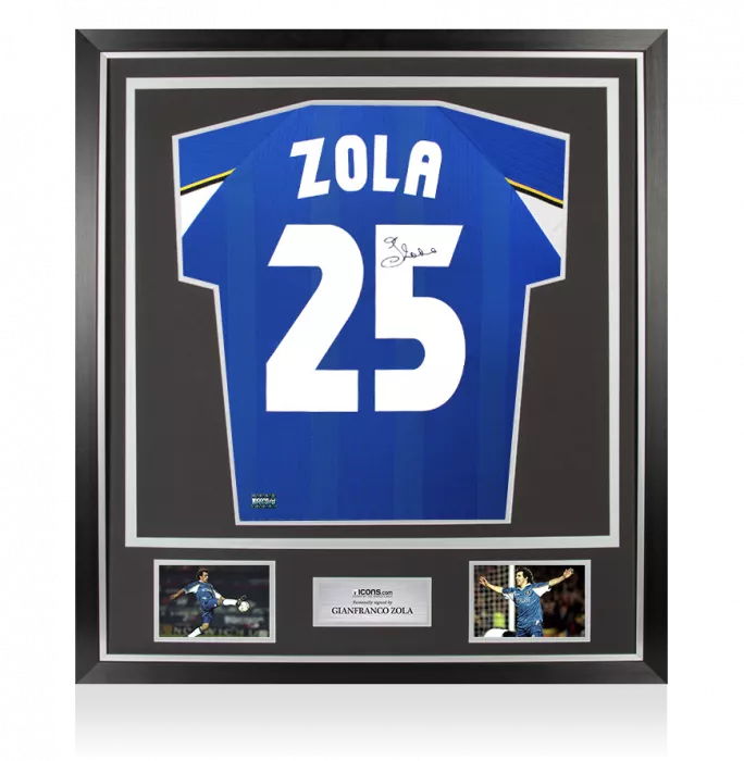 icons Gianfranco Zola Back Signed Chelsea 1998 European Cup Winners Cup Shirt In Classic Frame