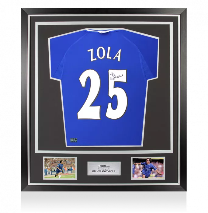 icons Gianfranco Zola Back Signed Chelsea 2000 Home Shirt In Classic Frame