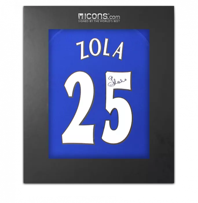 icons Gianfranco Zola Back Signed Chelsea 2000 Home Shirt In Deluxe Packaging