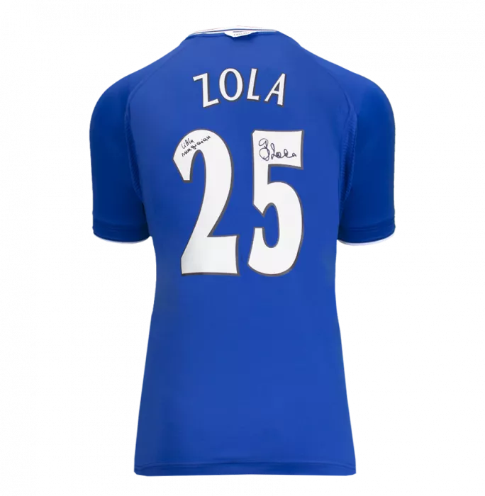 Icons Gianfranco Zola Back Signed Chelsea 2000 Home Shirt - Little Magician Inscription In Classic Frame