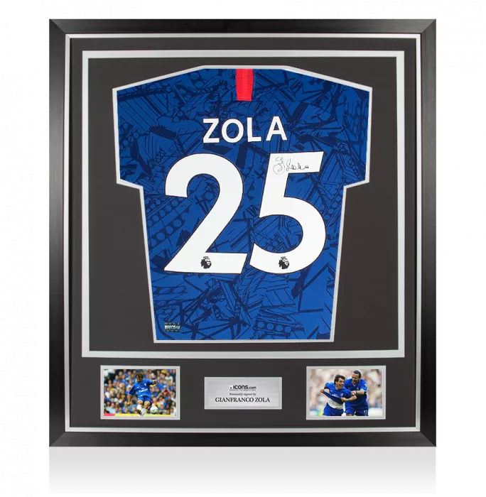 icons Gianfranco Zola Back Signed Chelsea 2019-20 Home Shirt In Classic Frame