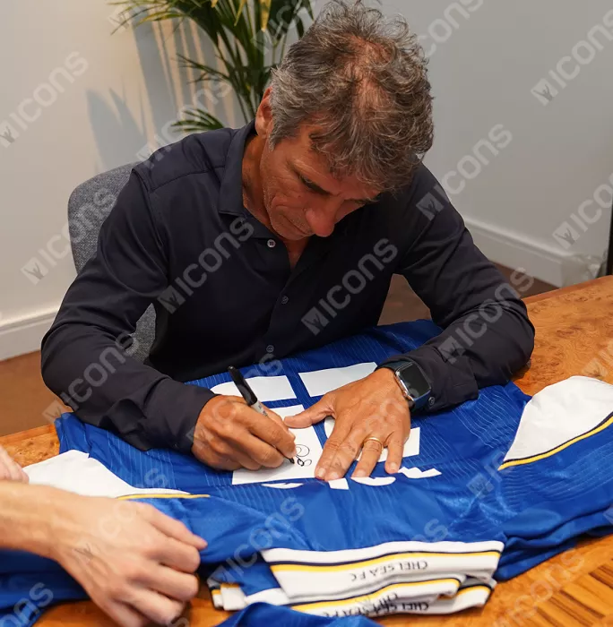 Icons Gianfranco Zola Back Signed Chelsea FC 1998 Home Shirt: Cup Winners' Cup Final Edition In Deluxe Packaging