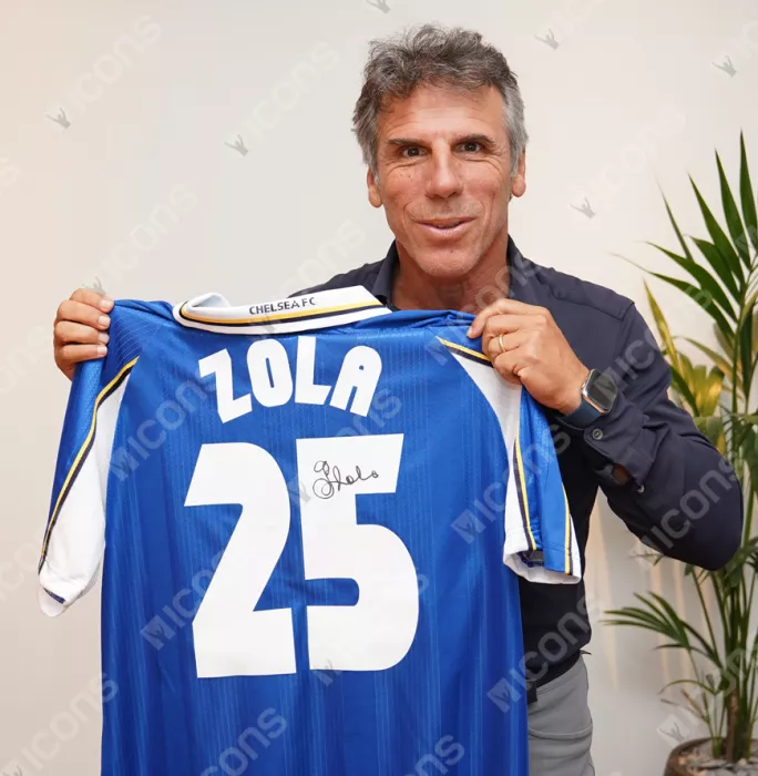 Icons Gianfranco Zola Back Signed Chelsea FC 1998 Home Shirt: Cup Winners' Cup Final Edition In Classic Frame