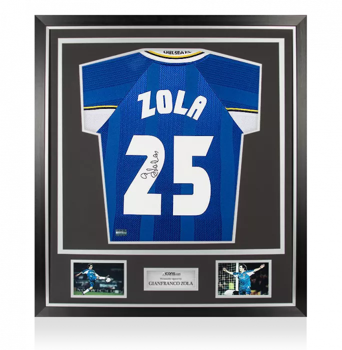 Icons Gianfranco Zola Back Signed Chelsea Shirt In Classic Frame