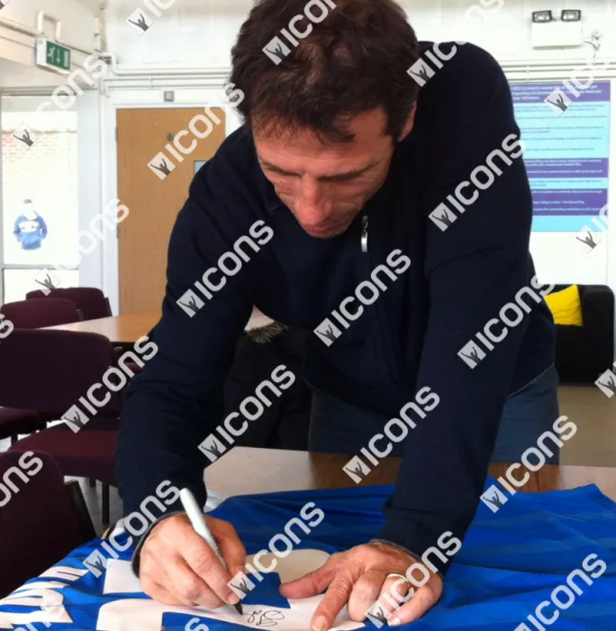 Icons Gianfranco Zola Back Signed Chelsea Shirt In Hero Frame: Option 1