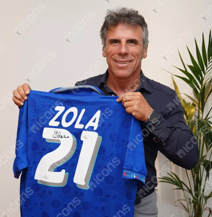Icons Gianfranco Zola Back Signed Italy 1994 Home Shirt In Classic Frame