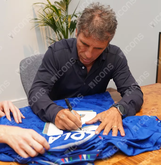 Icons Gianfranco Zola Back Signed Italy 1994 Home Shirt In Classic Frame