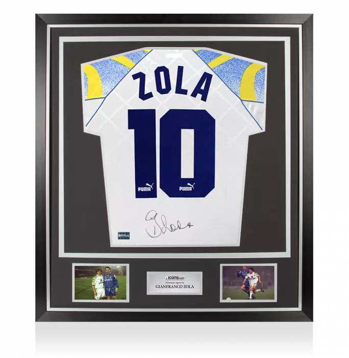 icons Gianfranco Zola Back Signed Parma Calcio 1913 1995-97 Home Shirt In Classic Frame