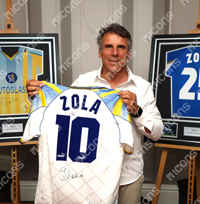 Icons Gianfranco Zola Back Signed Parma Calcio 1913 1995-97 Home Shirt In Hero Frame: Option 1