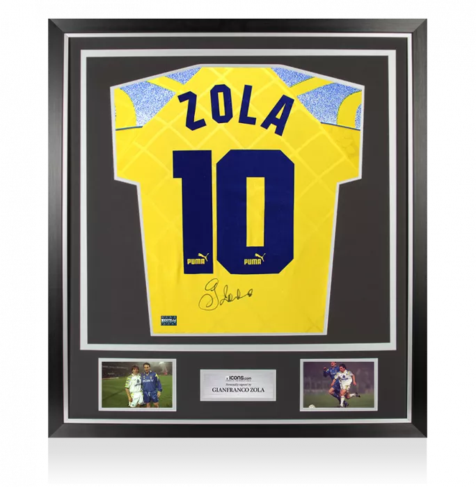 icons Gianfranco Zola Back Signed Parma Calcio 1913 1995-96 Third Shirt In Classic Frame
