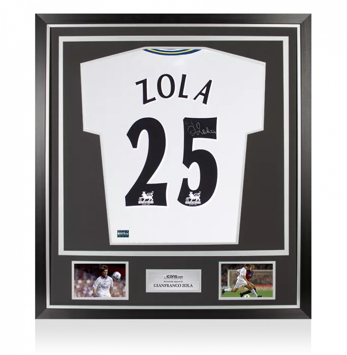icons Gianfranco Zola Front Signed Chelsea 1998-99 Away Shirt In Classic Frame