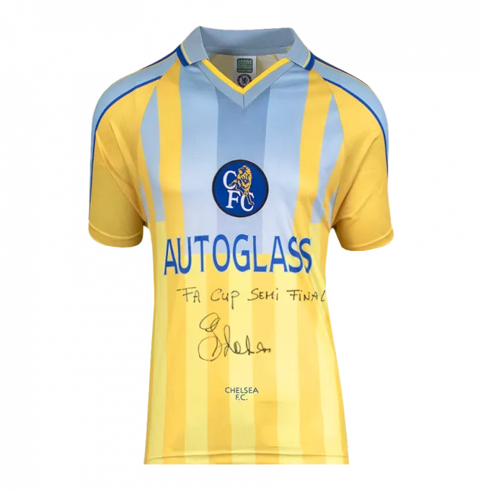 Icons Gianfranco Zola Front Signed Chelsea 1998 Away Shirt - FA Cup Semi-Final Inscription In Classic Frame
