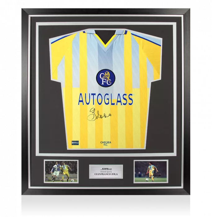 icons Gianfranco Zola Front Signed Chelsea 1998 Away Shirt In Classic Frame
