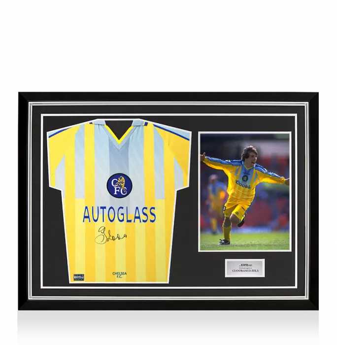 icons Gianfranco Zola Front Signed Chelsea 1998 Away Shirt In Hero Frame: Option 1