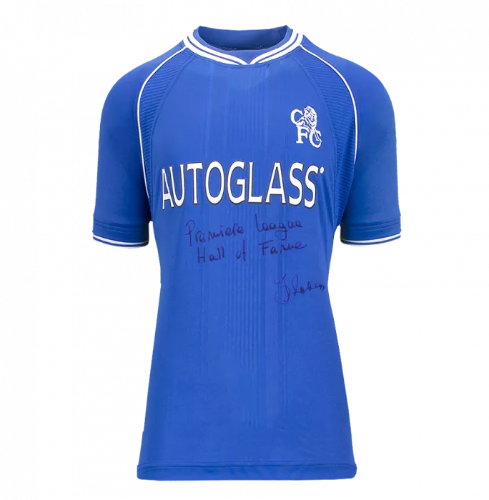 Icons Gianfranco Zola Front Signed Chelsea 2000 Home Shirt - Premier League Hall Of Fame Inscription In Hero Frame: Option 1
