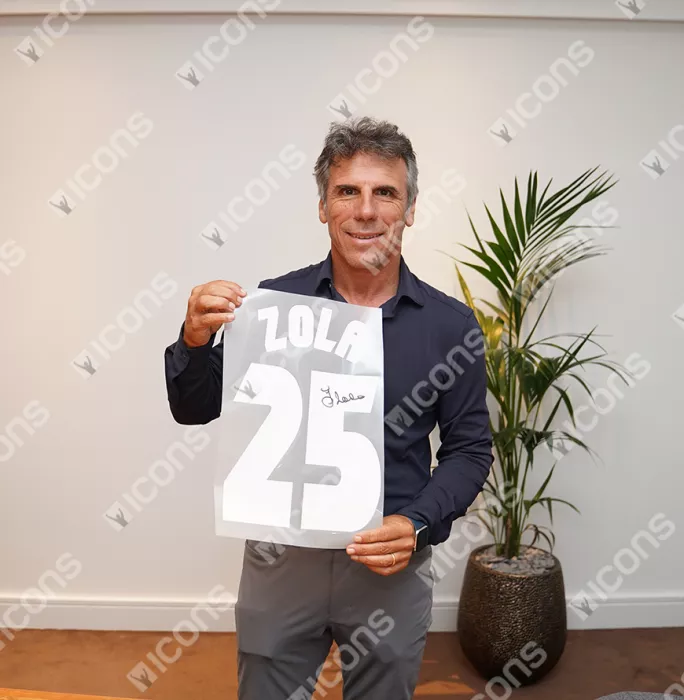 Icons Gianfranco Zola Official UEFA Europa League Signed Chelsea Retro Shirt