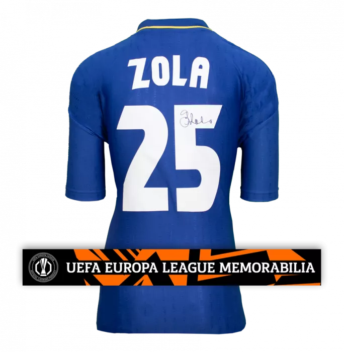 icons Gianfranco Zola Official UEFA Europa League Signed Chelsea Retro Shirt