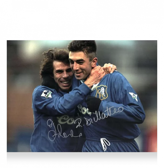 Icons Gianfranco Zola & Roberto Di Matteo Signed Chelsea Photo