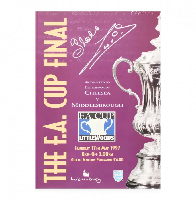 Icons Gianfranco Zola & Ruud Gullit Dual Signed And Framed Programme: 1997 FA Cup Final