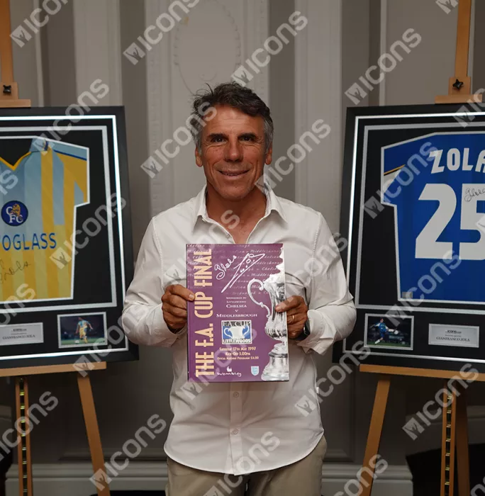 Icons Gianfranco Zola & Ruud Gullit Dual Signed And Framed Programme: 1997 FA Cup Final