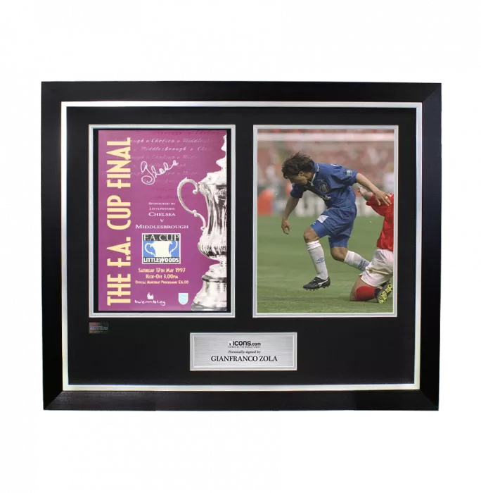 icons Gianfranco Zola Signed and Framed Programme: 1997 FA Cup Final