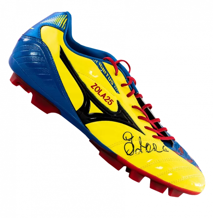 icons Gianfranco Zola Signed Blue and Yellow Mizuno Boot