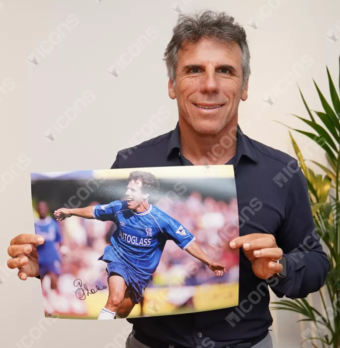 Icons Gianfranco Zola Signed Chelsea FC Photo: Premier League Icon