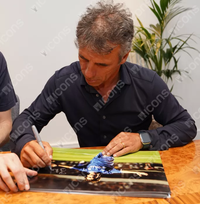 Icons Gianfranco Zola Signed Chelsea FC Photo: UEFA Champions League Goal