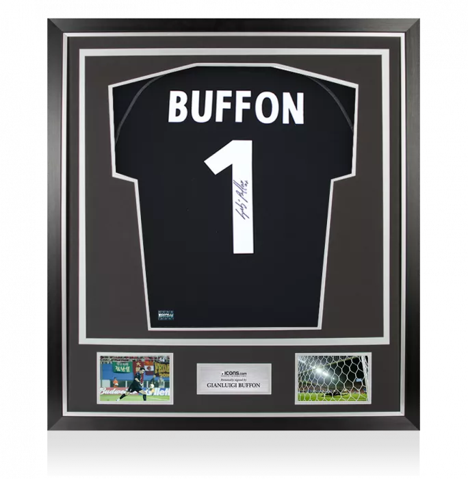 icons Gianluigi Buffon Back Signed Italy 2002-03 Goalkeeper Shirt In Classic Frame